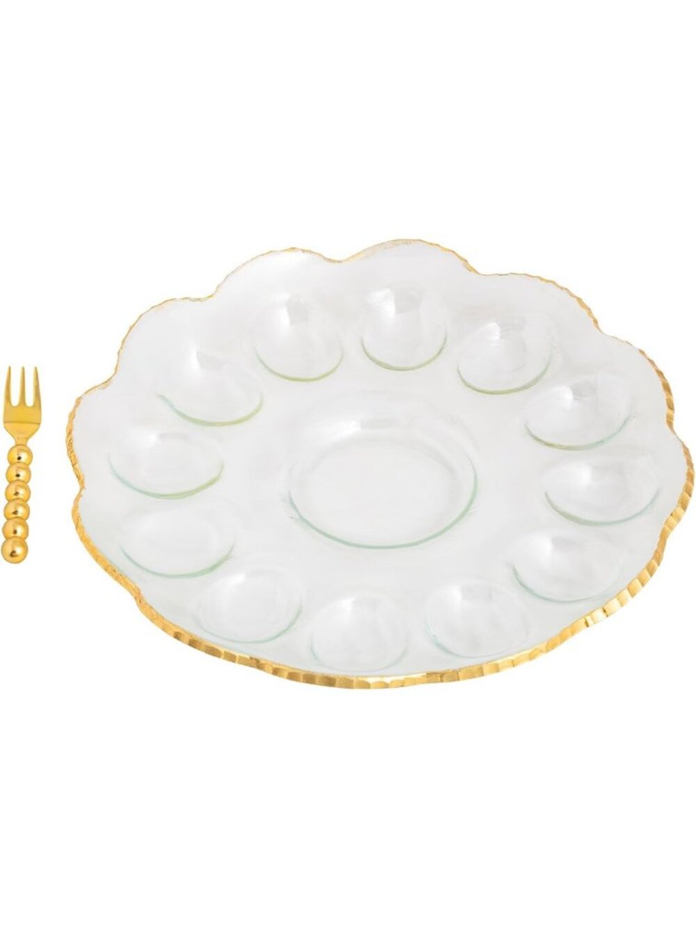 Elegant Gold Edge Deviled Egg Tray Set for Holiday Entertaining & Christmas